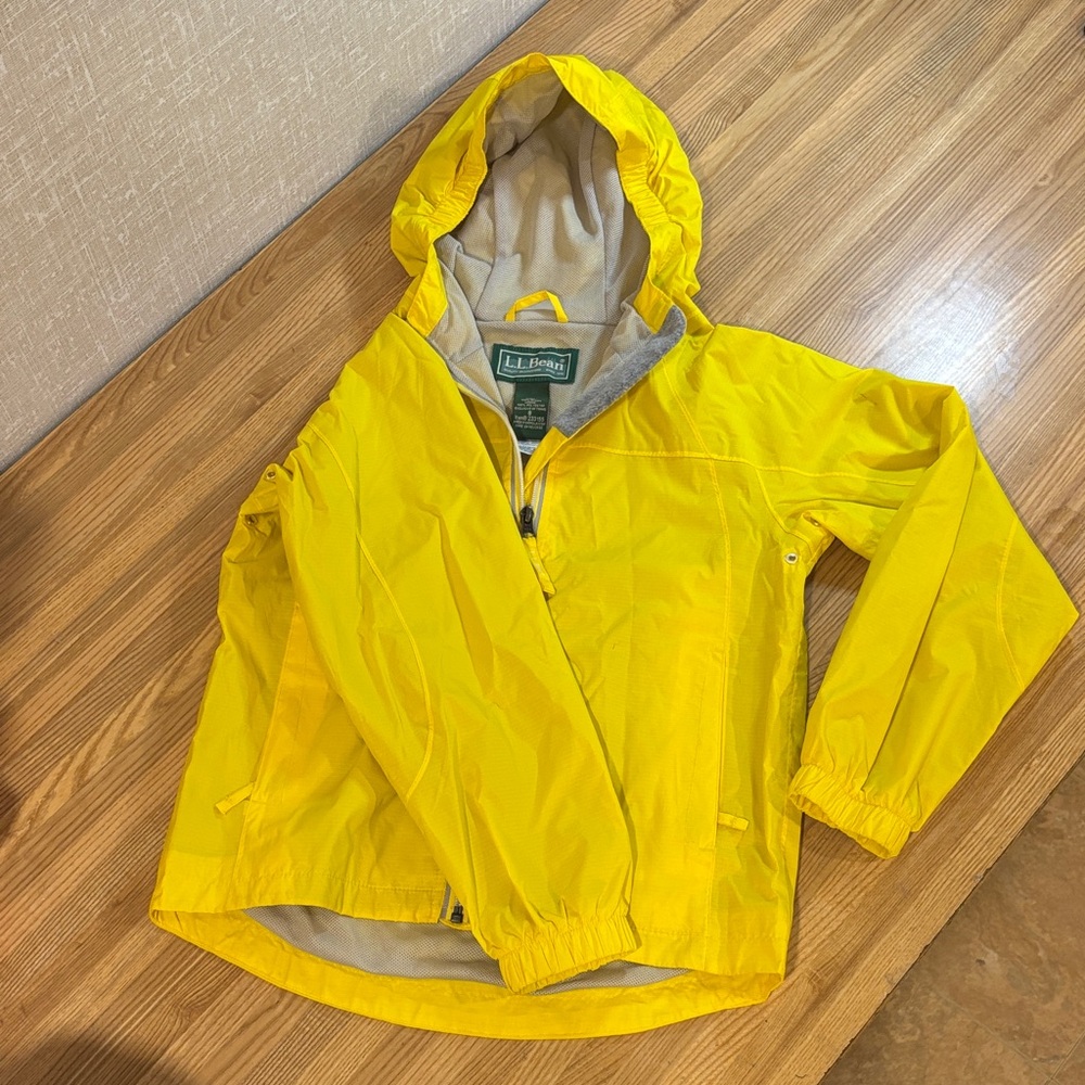 L.L. Bean Yellow Kids Hooded Rain Jacket